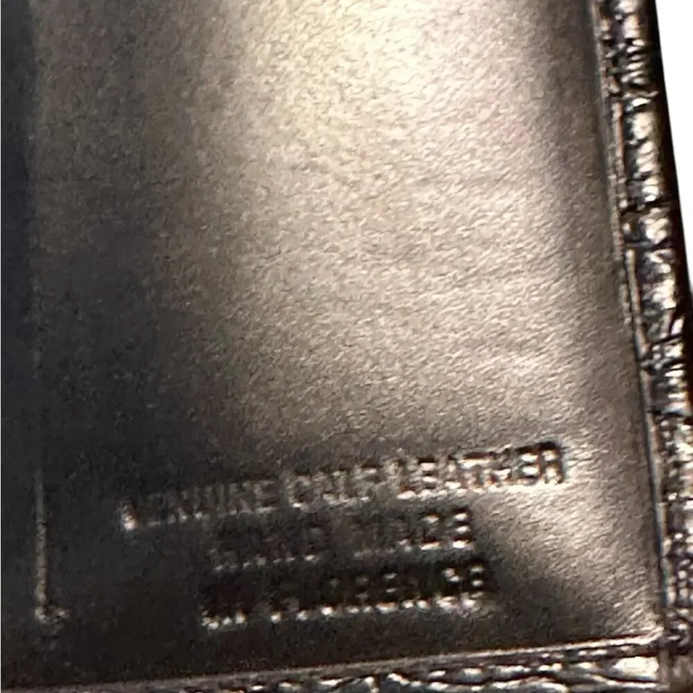 Black Croc-Embossed Black Leather Long Wallet NWOT